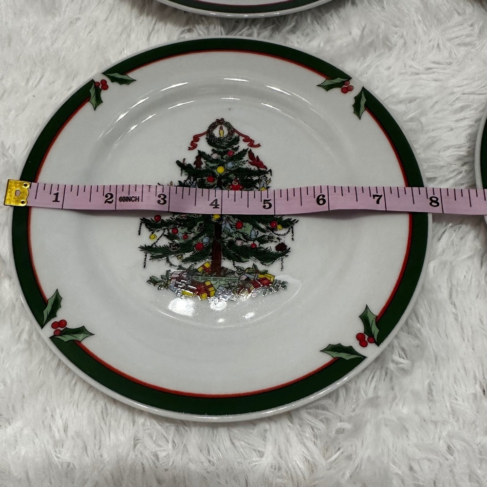 Set of 4 Vintage‎ Christmas Tree Dessert Salad Plates Pacific Rim Porcelain - Picture 5 of 5